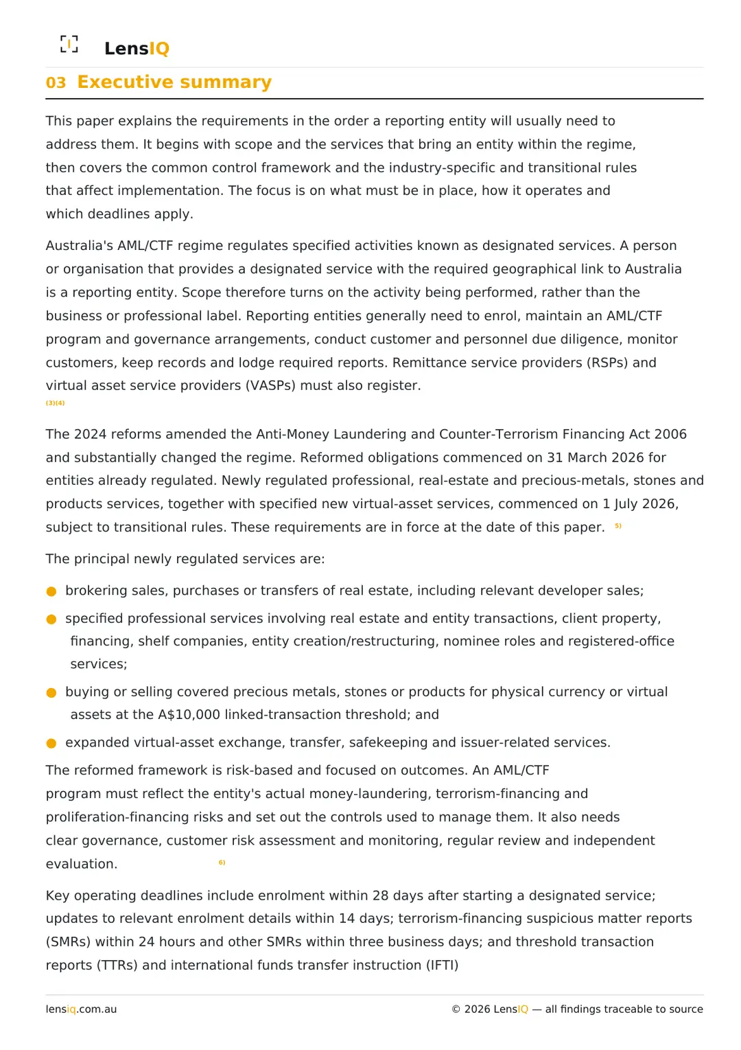 Page 3 of 49. Section 03, Executive summary.