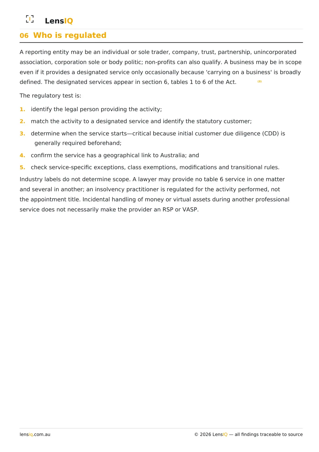 Page 7 of 49. Section 06, Who is regulated.