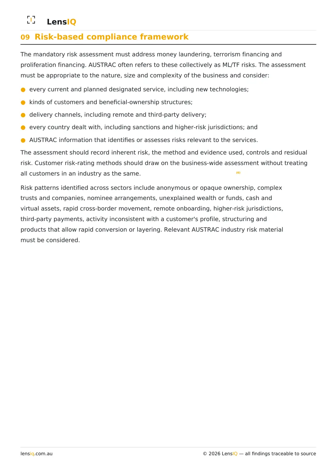 Page 10 of 49. Section 09, Risk-based compliance framework.