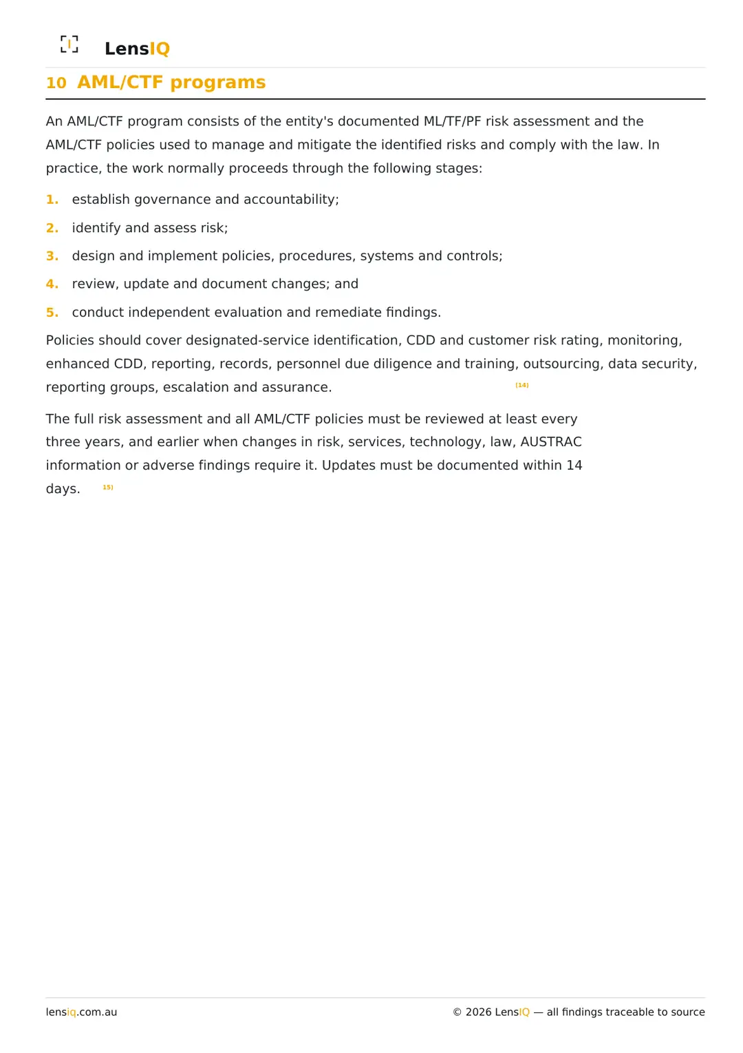 Page 11 of 49. Section 10, AML/CTF programs.