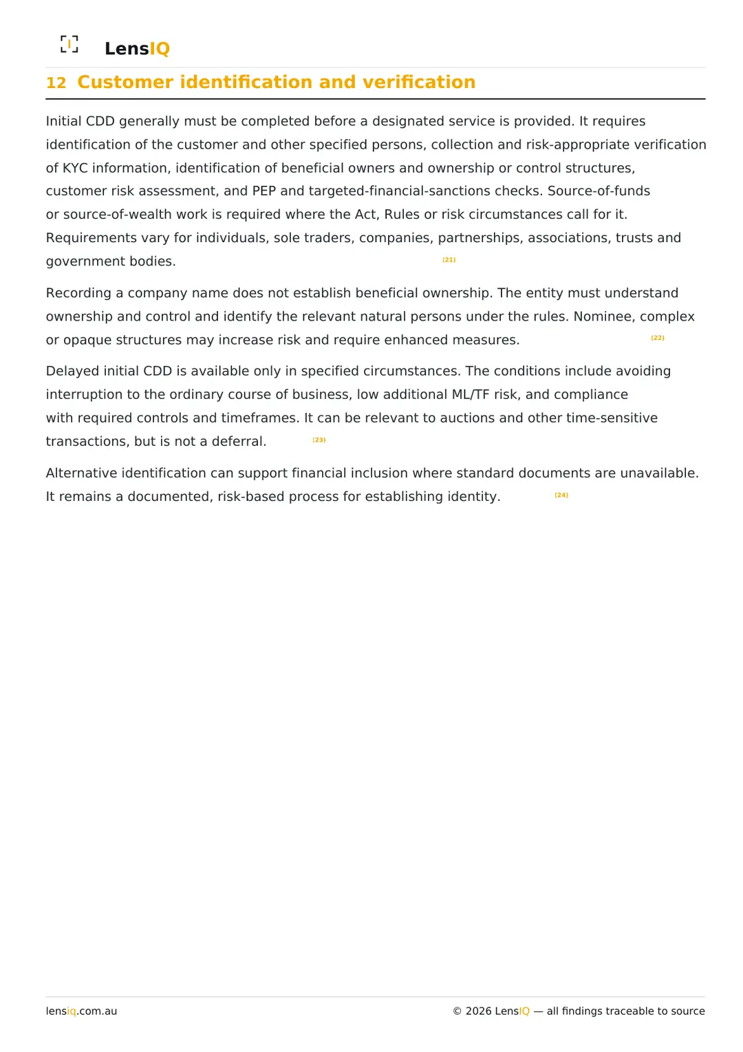 Page 13 of 49. Section 12, Customer identification and verification.