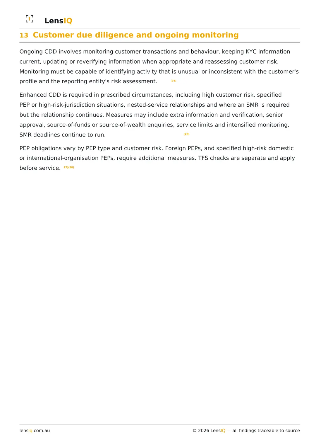 Page 14 of 49. Section 13, Customer due diligence and ongoing monitoring.