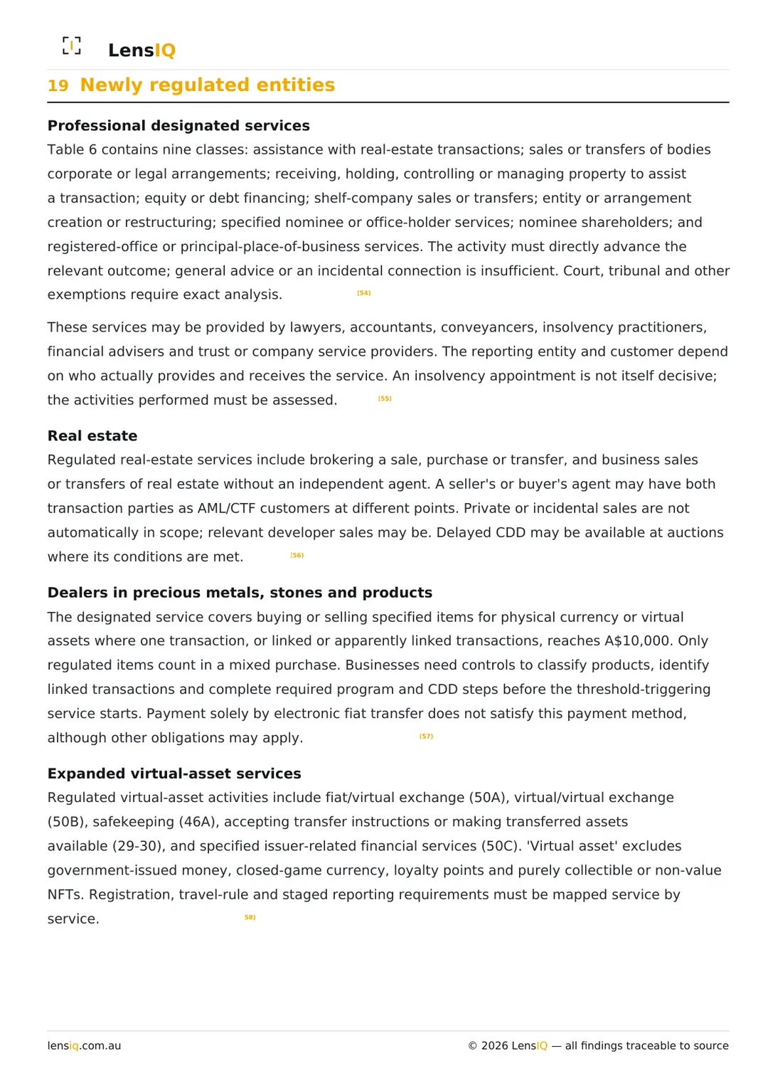 Page 22 of 49. Section 19, Newly regulated entities.