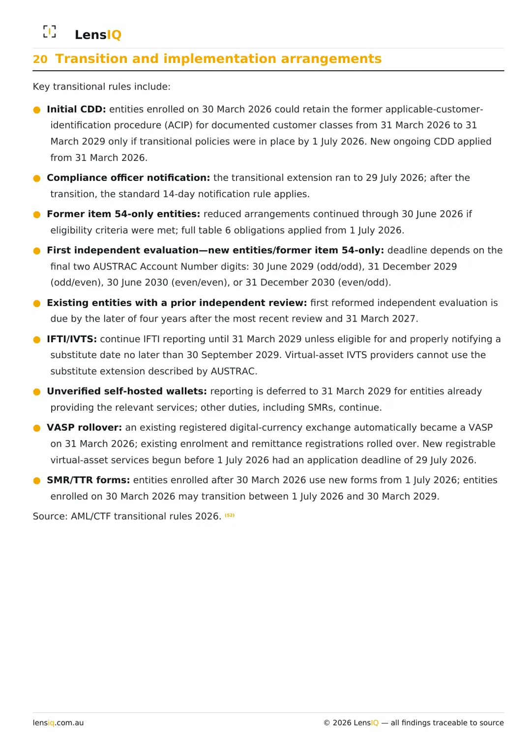 Page 25 of 49. Section 20, Transition and implementation arrangements.