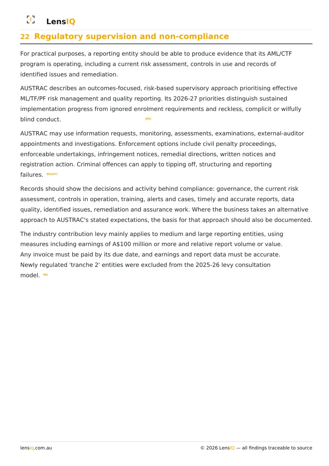 Page 30 of 49. Section 22, Regulatory supervision and non-compliance.