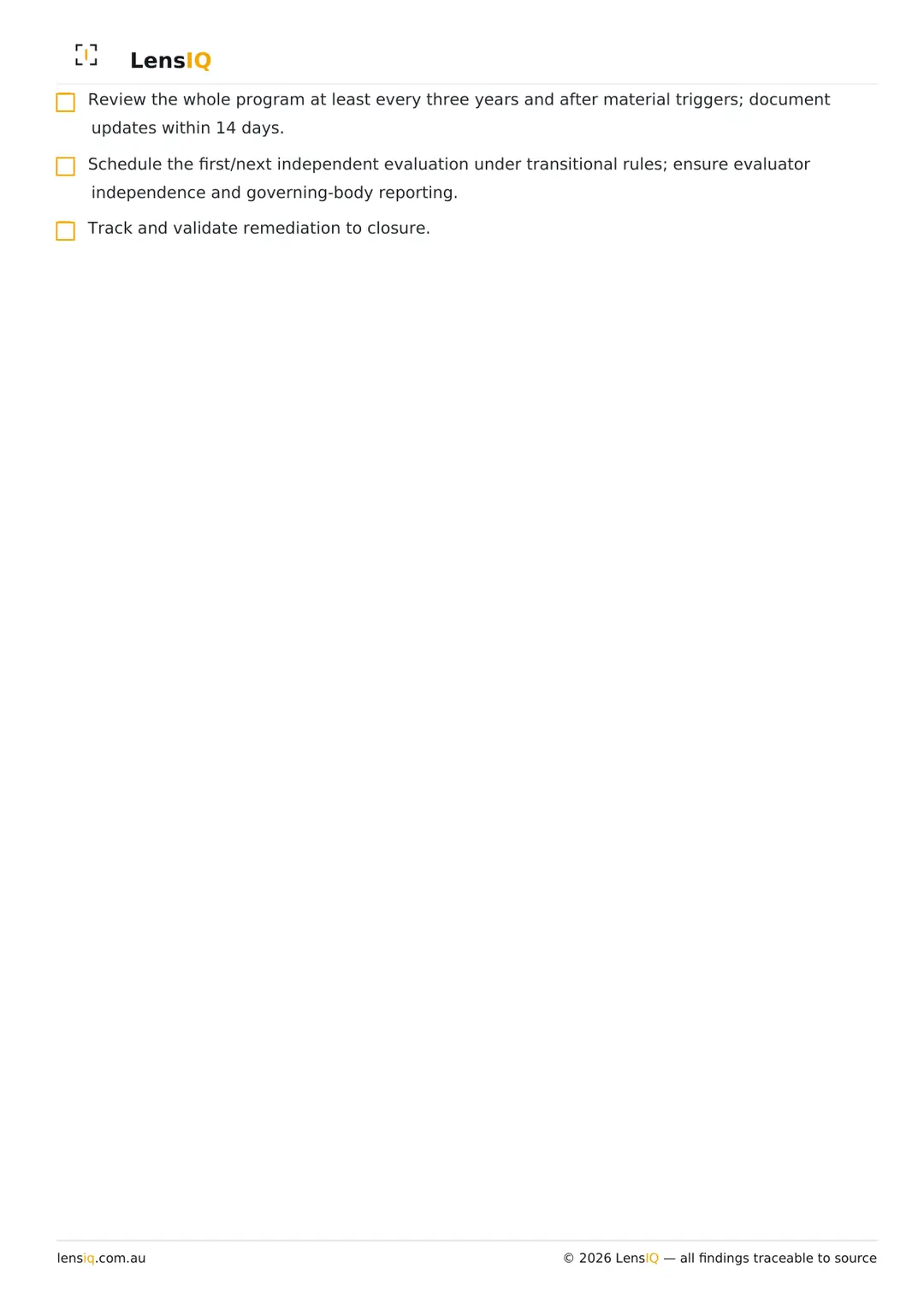 Page 34 of 49. Section 25, Consolidated implementation checklist, continued.