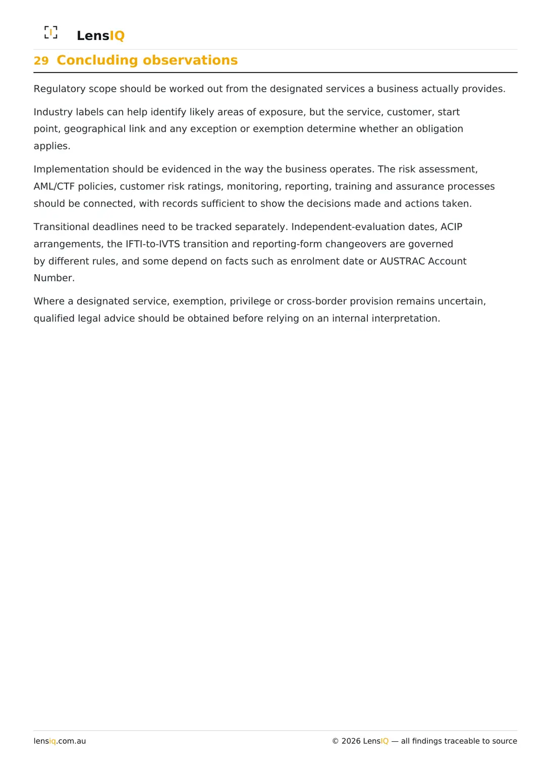 Page 39 of 49. Section 29, Concluding observations.
